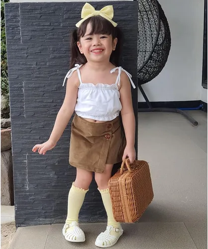 Miniatura 112 de TheFound Trajes de verano para niñas pequeñas, sin mangas, de punto acanalado, halter, pantalones cortos, ropa para recién nacidos, conjunto de 3
