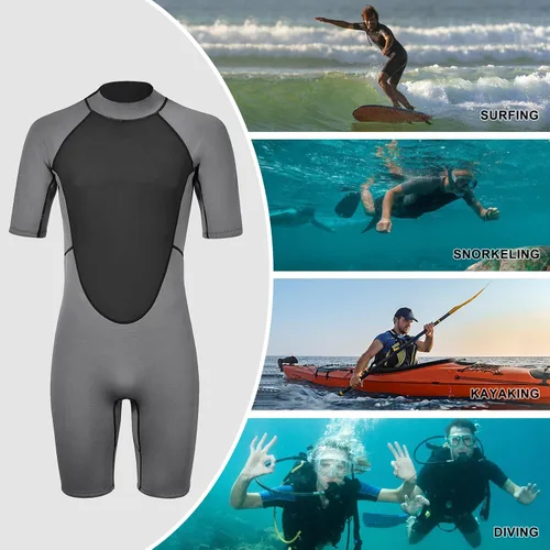Miniatura 2 de Traje de neopreno de 0.118 in para hombre y mujer, de piel lisa, de neopreno, con cremallera trasera, agua fría, mantiene el calor para surf