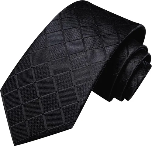 Miniatura 214 de Hi-Tie Corbata clásica de cachemira para hombre con pañuelo y gemelos a cuadros