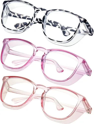 Miniatura 45 de Gafas de seguridad para enfermeras, gafas protectoras – Antivaho marco cuadrado elegante gafas transparentes para mujeres y hombres C16-negro Gery