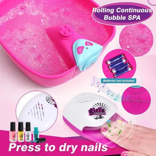 Miniatura 2 de Golray Kit de spa y uñas para niños, regalo para niñas de 5, 6, 7, 8 a 12 años, juguetes de manicura y pedicura, salón de arte, burbujas de masaje