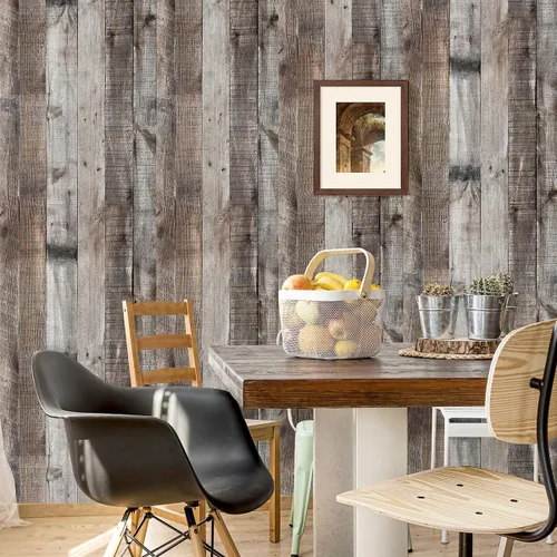 Miniatura 9 de Livebor Papel Tapiz Gris Shiplap Despegar y Pegar Papel de Contacto de Madera 17.7" x 196.8" Papel Tapiz de Madera Desgastada Despegar y Pegar Pared