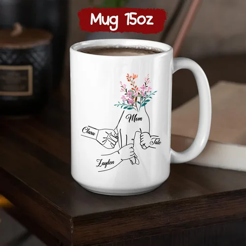 Miniatura 6 de Tazas de té personalizadas para mamá y 3 niños, tazas de café personalizadas para mamá, regalos para madre, taza madre personalizada con nombres