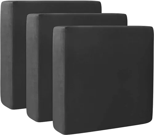 Miniatura 28 de Fundas de cojín de terciopelo para sofá, funda elástica para cojín de sofá suave, protector de muebles extraíble y lavable para sala de estar, Negro
