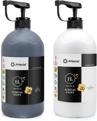 Miniatura 11 de Artecho Juego de pintura acrílica de 12 colores en envases grandes (500ml/17oz), pintura para manualidades artísticas para suministros de arte