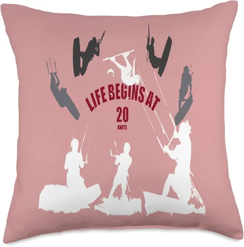 Life Begins at 20 Knots Black Grey White Silhouettes Throw Pillow