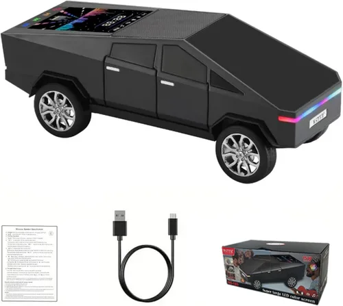 Miniatura 12 de WSTER WS-580 - Altavoz Bluetooth con reproducción de camión de estilo futuro con pantalla LED, TWS estéreo, FM, reproducción USB/TF, faros LED, Gris