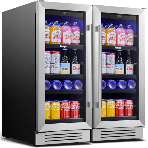Miniatura 10 de Yeego Refrigerador de bebidas y mini refrigerador, enfriador de bebidas de 15 pulgadas con 80 latas de 34 a 54 °F, pequeño enfriador de cerveza