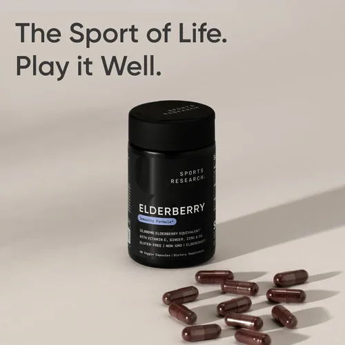 Miniatura 7 de Sports Research® Soporte inmunológico diario de saúco con zinc, vitamina C, jengibre y vitamina D3 5000iu, sin gluten, verificado sin OMG, sin soja