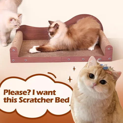 Miniatura 7 de ComSaf Cama Rascador Grande para Gatos - Tabla Rascadora para Gatos de 26", Sofá Rascador para Gatos de Cartón, Cama Lounge Rascadora Duradera