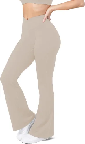 Miniatura 83 de HEGALY Pantalones de yoga acampanados para mujer, leggings cruzados, suaves, de cintura alta, pantalones casuales de entrenamiento con corte de bota