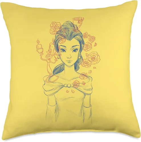 Miniatura 5 de Disney Princesa Belle Elevated Enchantment - Cojín (16.0 x 16.0 in), color amarillo