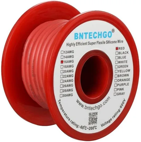 Miniatura 21 de BNTECHGO Carrete de alambre de silicona de calibre 16, rojo de 25 pies y negro, 25 pies, 2 cables separados, alambre de cobre estañado flexible