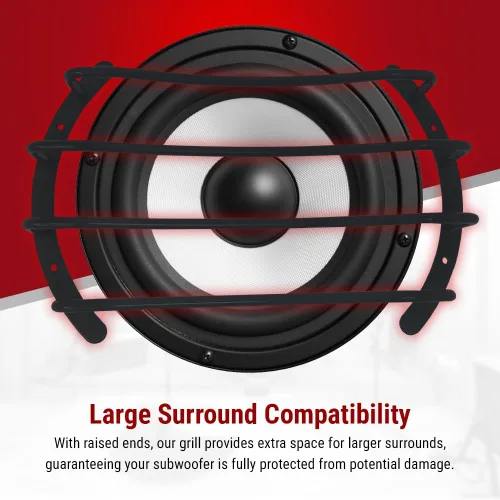 Miniatura 5 de Bbox Parrilla de barra negra de acero resistente diseñada en Estados Unidos con acabado negro mate y cromado, ideal para woofers de 12 pulgadas