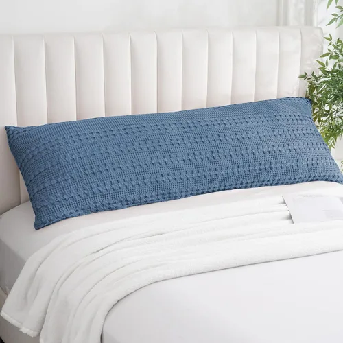 Miniatura 53 de PHF Fundas de almohada con tejido de gofre de 24" x 24", paquete de 2, funda de almohada cuadrada 100% algodón para decoración de ropa de cama, sin
