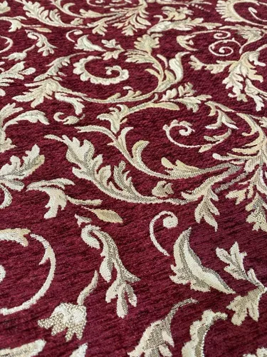 Miniatura 2 de Tapicería Chenille Saxxon - Cortinas de hojas florales para el hogar, tela para el hogar, 56 pulgadas de ancho (carmesí)