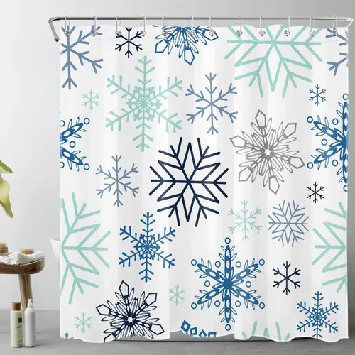 Miniatura 12 de LB Cortina de ducha de Feliz Navidad, bola de Navidad blanca y dorada sobre cortina de ducha negra para baño, 60 x 72 pulgadas, tela de poliéster