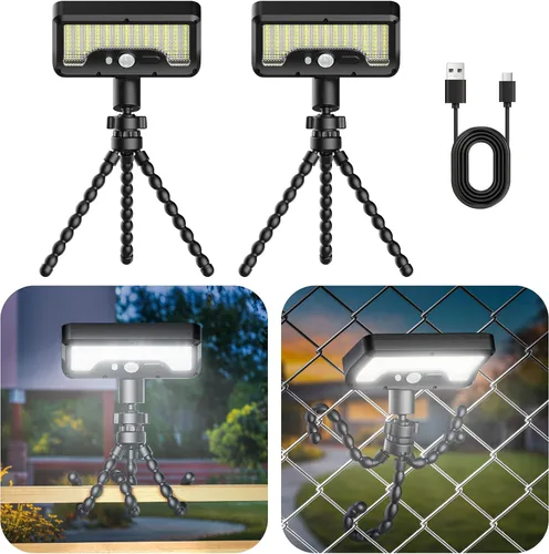 Miniatura 12 de Tryme 92 luces LED solares al aire libre impermeables con sensor de movimiento, soporte de pulpo, ángulo ajustable, lente difusora óptica, 3 modos