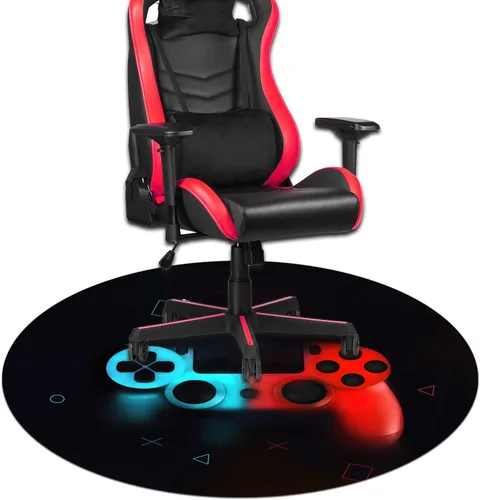 Generic Tapete para silla de juegos para suelo de madera dura, antideslizante, redondo para silla de oficina, 47 x 1 pulgada, rojo Gaming03