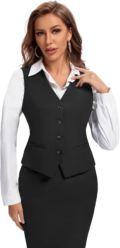 Miniatura 2 de Foucome Traje de vestir formal de negocios ajustado regular para mujer, chaleco con botones