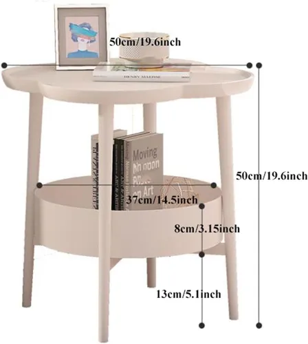 Miniatura 2 de Mesa auxiliar para sala de estar, mesa auxiliar pequeña en forma de flor, mesita de noche, mesa auxiliar para sofá, mesa auxiliar con cesta de Blanco