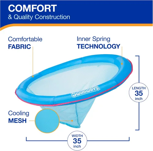 Miniatura 3 de SwimWays Spring Float Premium Papasan Pool Lounger, Inflatable Pool Floats Adult with Fast Inflation for Ages 15 & Up