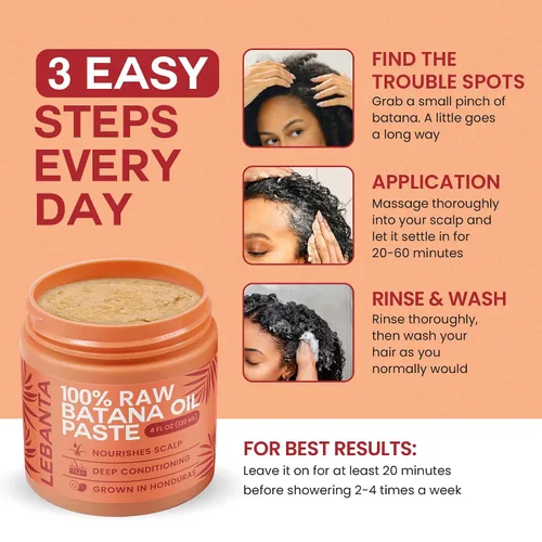 Miniatura 4 de Lebanta Aceite de batana crudo para el crecimiento del cabello – 100% puro, orgánico de 4 onzas Batana de Honduras para cabello natural grueso