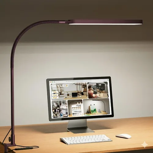 Miniatura 10 de SKYLEO Lámpara de escritorio LED - Luz de escritorio de 33.5 pulgadas - Cuello de cisne flexible - 5 modos de color x 11 niveles de brillo - 1300LM
