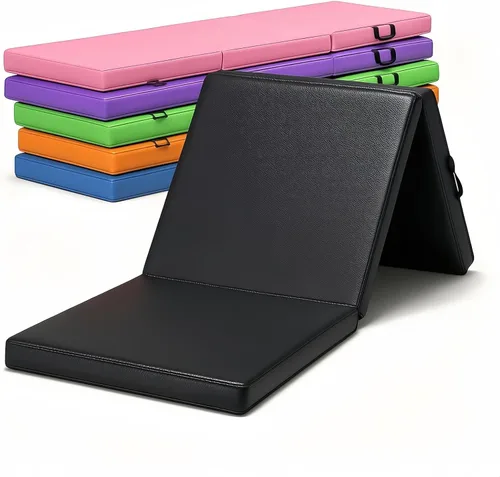 Tapete de gimnasia plegable de 6 x 2 pies, tapete de yoga de espuma de alta densidad de 2 pulgadas de grosor, antideslizante, para entrenamientos en