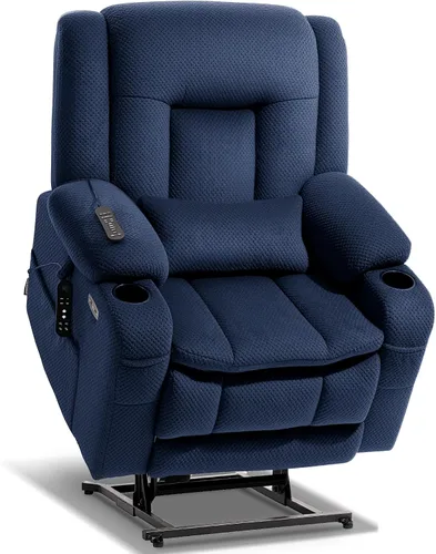 Miniatura 15 de EONIX Sillón reclinable Lay Flat Power Lift con calor y masaje, silla eléctrica de elevación de doble motor para ancianos para recuperación Gris