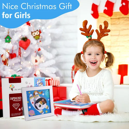 Miniatura 3 de ZALIAFEI Space Cat - Kits de arte de diamantes para niños, arte de diamantes para vacaciones, kits de arte de gemas para niñas, regalo de Gato blanco