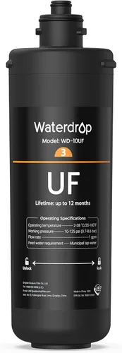 Waterdrop WD-10UF - Filtro de agua para debajo del fregadero, repuesto para Waterdrop WD-TSA-UF Sistema de filtro de agua de 3 etapas para debajo