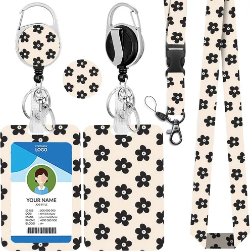 Miniatura 9 de Cordones azul bebé para llaves Portador de Insignias, Carrete de Insignias Retráctil con Clip de Mosquetón y Cordón Desmontable, Linda Tarjeta
