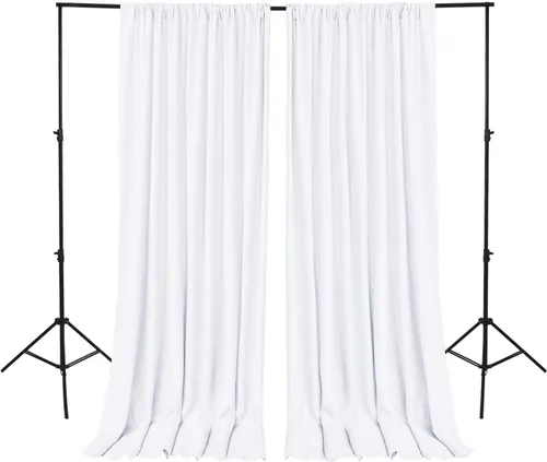Hiasan Cortinas de fondo blancas para fiestas, cortinas de fondo de fotografía de poliéster para reuniones familiares, decoraciones de boda, 5 x 10