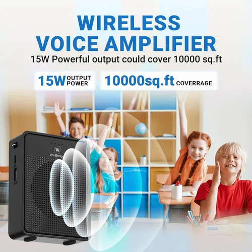 Miniatura 4 de Amplificador de Voz con Micrófono Inalámbrico y Auriculares, Micrófono Ultra Portátil de Sonido Original y Altavoz, Megafono de 15W con Micrófono