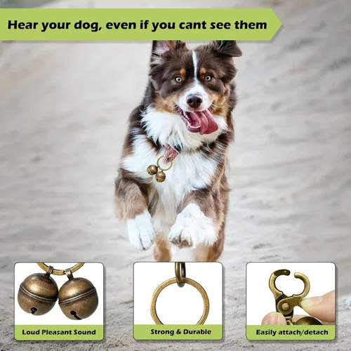 Miniatura 4 de Cat & Dog Collar Bell, Pack of 2, Extra Loud Dog Bell for Pet Tracking & Saving Wildlife, Birds, Durable Iron Split Ring & Lobster Bell Clip bronce