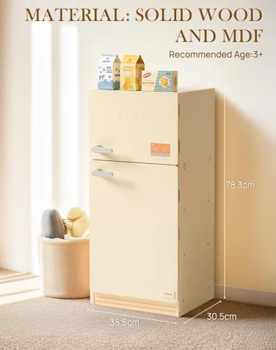 Miniatura 2 de ROBOTIME Juego de Cocina de Juguete - Refrigerador de Juguete de Madera con Accesorios, Juego de Cocina de Simulación para Niños y Niños Pequeños