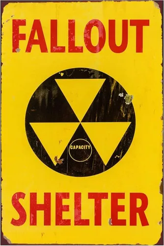 Fallout Shelter - Letrero de metal con aspecto vintage, decoración de garaje, 8 x 12 pulgadas