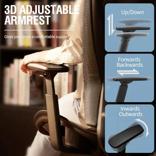 Miniatura 6 de ELABEST T96 - Silla de oficina de malla, silla ergonómica para computadora y escritorio, silla de tarea resistente - Soporte lumbar y apoyabrazos