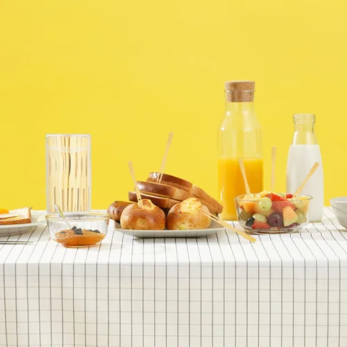 Miniatura 6 de Dongming Tenedores de bambú en miniatura para aperitivos (110 unidades, 3.5 pulgadas, doble punta, biodegradables)