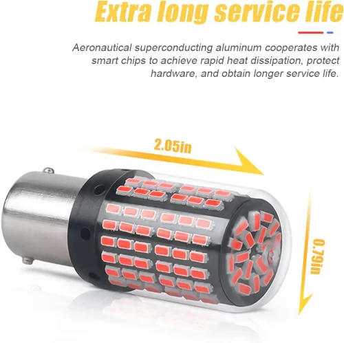 Miniatura 4 de Paquete de 2 bombillas LED de freno 1157, bombilla de repuesto BAY15D de 12 V-24 V para freno de reversa, cola de correr, estacionamiento, universal