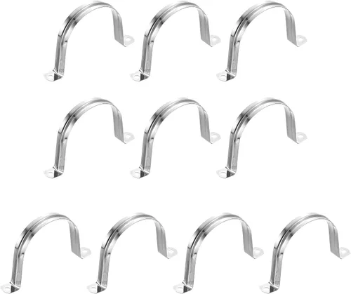 Miniatura 33 de uxcell 6 correas rígidas de tubo, 4.331 in (4.33 pulgadas) 201 de acero inoxidable 201 con 2 agujeros en forma de U, abrazaderas de tubo para fijar