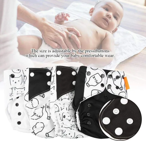Miniatura 3 de 4 fundas para pañales de bebé, lavables y reutilizables, cómodas, suaves, secas y transpirables, tamaño ajustable (1#)
