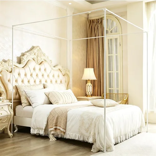 Mengersi - Cortinas para marco de cama con dosel tamaño completo, postes, soporte de marco para cortinas para camas de metal o madera, decoración