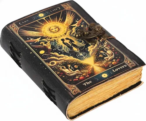 Miniatura 14 de Book of Spells - Diario encuadernado en cuero con papel de borde irregular, grimorio, diario impreso del Tercer Ojo, suministros de brujería
