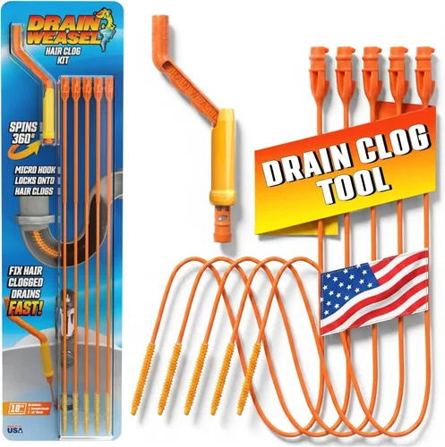 Comadreja de drenaje pelo herramienta con 2 unidades desechables wands principiante kit para limpieza de drenaje, DWPSK5A