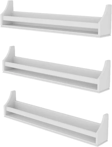 Miniatura 7 de Conjunto de 3 estanterías de pared resistentes de madera de abedul para habitaciones infantiles