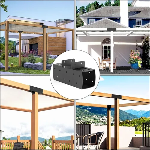Miniatura 7 de 2 piezas soportes para pérgola de 4"x 4", kit de soporte de pérgola en forma de T de 3 vías (real: 3.6"x3.6"), soportes DIY de esquina en ángulo