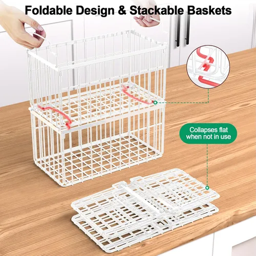 Miniatura 3 de MSERCUOR Contenedores organizadores para congelador, paquete de 2 cubos organizadores apilables de pecho profundo, cestas plegables para congelador