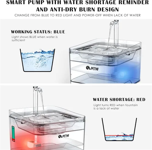 Miniatura 3 de PETNF Bomba de repuesto para fuente de agua para gatos con luz LED, compatible con fuente de agua transparente de 3 L/101 onzas, bomba de agua